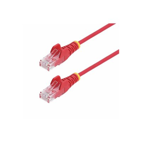 StarTech.com 50cm Red Slim CAT6 Ethernet Cable, Snagless, 28AWG, LSZH - Patch kabel - RJ-45 (M) do RJ-45 (M) - 50 cm - 3.6 mm - UTP - CAT 5/5e/6 - IEEE 802.3bt - neobsahuje halogen, provedení bez hrbolku, stranded copper - cervená