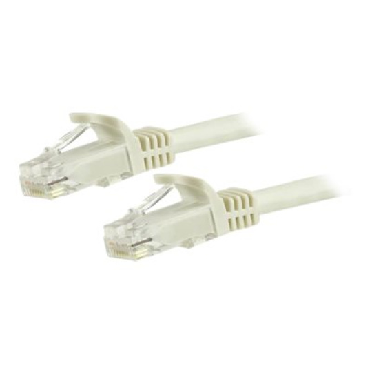 StarTech.com 15m CAT6 Ethernet Cable, 10 Gigabit Snagless RJ45 650MHz 100W PoE Patch Cord, CAT 6 10GbE UTP Network Cable w/Strain Relief, White, Fluke Tested/Wiring is UL Certified/TIA - Category 6 - 24AWG (N6PATC15MWH) - Patch kabel - RJ-45 (M) do RJ-45 (M) - 15 m - UTP - CAT 6 - lisovaný, provedení bez hrbolku - bílá