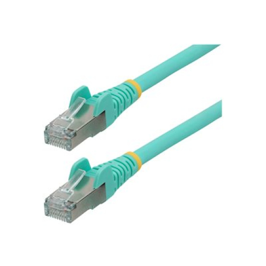 StarTech.com 50cm CAT6a Ethernet Cable - Aqua - Low Smoke Zero Halogen (LSZH) - 10GbE 500MHz 100W PoE++ Snagless RJ-45 w/Strain Reliefs S/FTP Network Patch Cord - Patch kabel - RJ-45 (M) do RJ-45 (M) - 50 cm - S/FTP - CAT 6a - IEEE 802.3bt - provedení bez hrbolku, licna, lisovaný, neobsahuje halogen - vode - barva