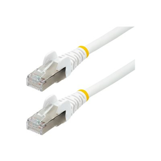 StarTech.com 50cm CAT6a Ethernet Cable - White - Low Smoke Zero Halogen (LSZH) - 10GbE 500MHz 100W PoE++ Snagless RJ-45 w/Strain Reliefs S/FTP Network Patch Cord - Patch kabel - RJ-45 (M) do RJ-45 (M) - 50 cm - S/FTP - CAT 6a - IEEE 802.3bt - provedení bez hrbolku, licna, lisovaný, neobsahuje halogen - bílá