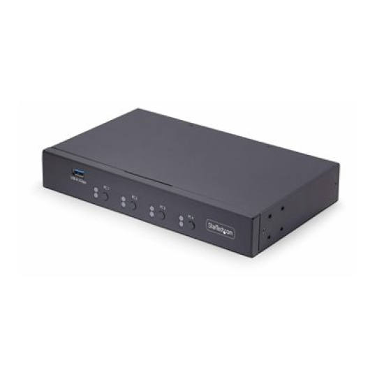 StarTech.com 4-Port KM Switch with Mouse Roaming, USB Switch for Keyboard/Mouse, 3.5mm and USB Audio, Peripheral Sharing for 4 Computers, USB 3.0 Switcher, TAA Compliant - Hotkey/Pushbutton Switching (P4A20132-KM-SWITCH) - Prepínac klávesnice/myši - 1 místní uživatel - desktop - kompatibilní s TAA