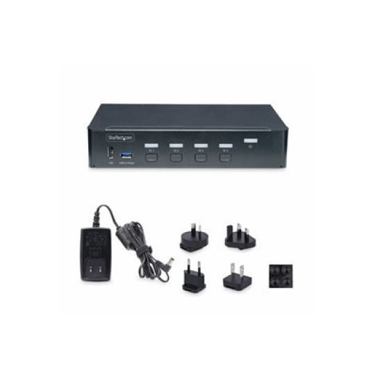 StarTech.com 4-Port DisplayPort KVM Switch, 4K 60Hz, TAA Compliant - Prepínac KVM / audio / USB - 4 x KVM / zvuk / USB - 1 místní uživatel - desktop - kompatibilní s TAA
