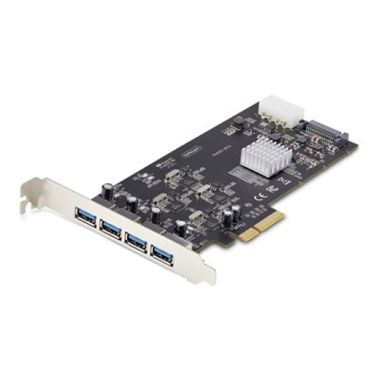 StarTech.com 4-Port USB-A PCIe Card, USB 3.2 5Gbps, 4x USB Controllers - USB adaptér - PCIe 2.0 x4 - USB 3.2 Gen 1 x 4 - cerná - pro P/N: FCREADMICRO3V2, USB315AC1M, USB3S2SAT3CB