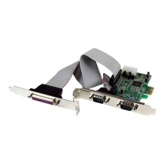 StarTech.com 2S1P Native PCI Express Parallel Serial Combo Card with 16550 UART - PCIe 2x Serial 1x Parallel RS232 Adapter Card (PEX2S5531P) - Paralelne-sériový adaptér - PCIe - sériový RS-232