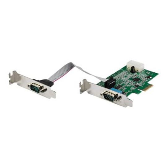StarTech.com 2-port PCI Express RS232 Serial Adapter Card, PCIe RS232 Serial Host Controller Card, PCIe to Serial DB9 COM Ports, 16950 UART, Low Profile Expansion Card, Windows/macOS/Linux - Full/Low-Profile (PEX2S953LP) - Sériový adaptér - PCIe nízký profil - RS-232 x 2