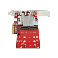 StarTech.com Dual M.2 PCIe SSD Adapter Card, x8 / x16 Dual NVMe or AHCI M.2 SSD to PCI Express 3.0, M.2 NGFF PCIe (M-Key) Compatible, Vented, Supports 2242, 2260, 2280, JBOD, Mac & PC - Full/Low-Profile Brackets (PEX8M2E2) - Adaptér rozhraní - M.2 - Expansion Slot to M.2 - M.2 Card - nízký profil - PCIe 3.0 x8 - cervená - kompatibilní s TAA