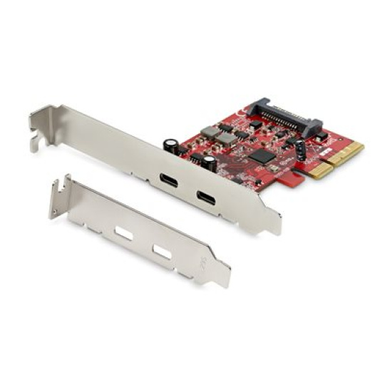 StarTech.com PCIe USB 3.1 Card, 2x USB C 3.1 Gen 2 10Gbps, PCIe Gen 3 x4, ASM3142 Chipset, USB Type-C PCI Express Card, 2-Port USB 3.2 Gen 2x1 Expansion Add-On Card, Windows, macOS, Linux - Full/Low-Profile - USB adaptér - PCIe 3.0 x4 nízký profil - USB-C 3.1 Gen 2 x 2 - pro P/N: S252BU313R