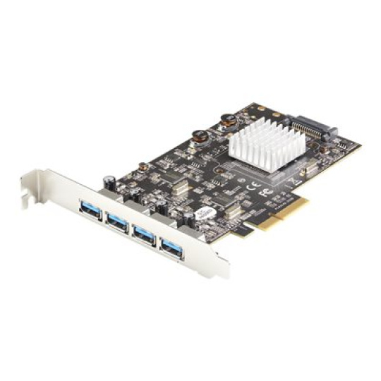 StarTech.com 4-Port USB PCIe Card - 10Gbps USB 3.1/3.2 Gen 2 Type-A PCI Express Expansion Card - 2 Controllers - 4xUSB - Windows/Mac/Linux - USB adaptér - PCIe 3.0 x4 - USB 3.1 Gen 2 x 4