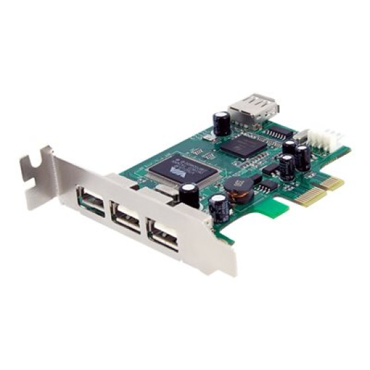 StarTech.com 4 Port PCI Express Low Profile High Speed USB Card - PCIe USB 2.0 Card - PCI-E USB 2.0 Card (PEXUSB4DP) - USB adaptér - PCIe nízký profil - USB, USB 2.0 - 4 porty - pro P/N: ST4200MINI2