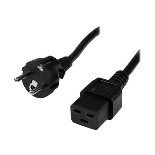 StarTech.com 2m (6ft) Computer Power Cord, 16AWG, EU Schuko to C19 Power Cord, 16A 250V, Black Replacement AC Cord, TV/Monitor Power Cable, Schuko CEE 7/7 to IEC 60320 C19 Power Cord - PC Power Supply Cable - Elektrický kabel - IEC 60320 C19 do power CEE 7/7 (M) - AC 250 V - 2 m - lisovaný - cerná