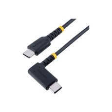 StarTech.com 6in (15cm) USB C Charging Cable Right Angle, 60W PD 3A, Heavy Duty Fast Charge USB-C Cable, USB 2.0 Type-C, Durable and Rugged Aramid Fiber, S20/iPad/Pixel - High Quality USB Charging Cord (R2CCR-15C-USB-CABLE) - USB kabel - 24 pin USB-C (M) rovné do 24 pin USB-C (M) pravoúhlý - USB 2.0 - 3 A - 15 cm - cerná