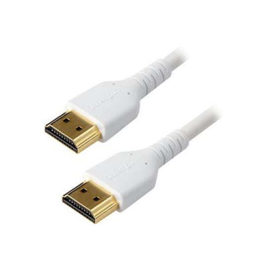StarTech.com 2m Premium Certified HDMI 2.0 Cable with Ethernet, Durable High Speed UHD 4K 60Hz HDR 10, 6ft Rugged M/M HDMI Cord with Aramid Fiber, TPE, Ultra HD Monitors, TVs & Displays - Heavy duty HDMI cable - Prémiove vysoká rychlost - kabel HDMI s ethernetem - HDMI s piny (male) do HDMI s piny (male) - 2 m - bílá - pro P/N: TB3DKM2HDL