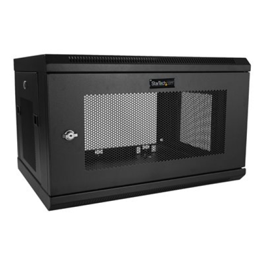 StarTech.com 2 Post 6U 19" Wall Mount Network Cabinet, 15" Deep Locking IT Switch Depth Enclosure, Vented Computer/Electronics Equipment Data Rack with Shelf & Hook & Loop Tape /Assembled - 19 Inch Wall Cabinet (RK616WALM) - Rozvadecová skrín - montáž na stenu - cerná - 6U