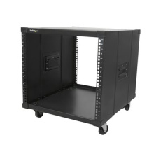 StarTech.com 9U Open Frame Rack with Wheels - 4 Post 23" Deep Portable Open Frame Cabinet for 19" Network, Data & Server Equipment - 220 lbs capacity (RK960CP) - Rozvadec stojanový - cerná - 9U - 23"