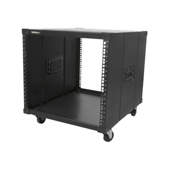 StarTech.com 9U Open Frame Rack with Wheels - 4 Post 23" Deep Portable Open Frame Cabinet for 19" Network, Data & Server Equipment - 220 lbs capacity (RK960CP) - Rozvadec stojanový - cerná - 9U - 23"