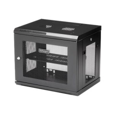 StarTech.com 2 Post 9U 19" Wall Mount Network Cabinet, Adjustable Depth 6-15" Locking IT Switch Depth Enclosure, Vented Computer/Electronics Equipment Data Rack w/ Shelf + Hook & Loop Tape - 19 Inch Wall Cabinet (RK9WALM) - Rozvadecová skrín - montáž na stenu - cerná - 9U