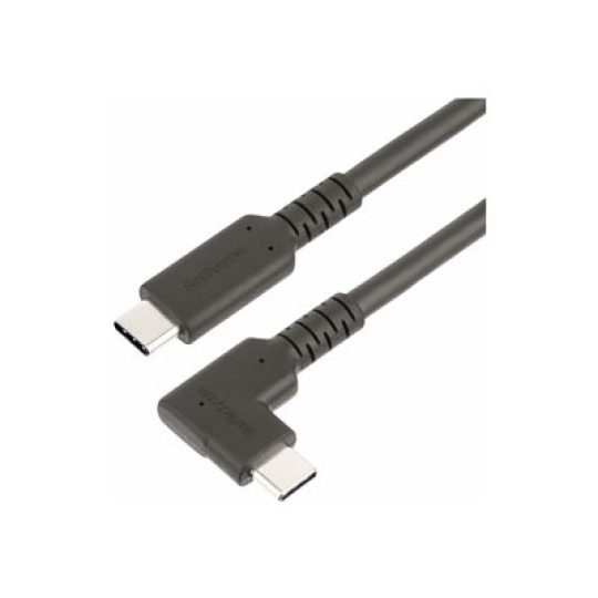 StarTech.com 1.6ft (50cm) Rugged Right Angle USB-C Cable, USB 3.2 Gen 2 (10 Gbps), USB C to C Data Transfer Cable, 4K 60Hz DP Alt Mode, 100W Power Delivery - 90 Degree USB-C Cable (RUSB31CC50CMBR) - USB kabel - 24 pin USB-C (M) rovné do 24 pin USB-C (M) pravoúhlý - USB 3.2 Gen 2 - 50 cm - drsný, podpora 4K60Hz - cerná