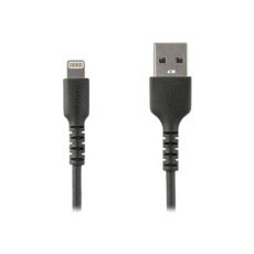 StarTech.com 6 ft(2m) Durable Black USB-A to Lightning Cable, Heavy Duty Rugged Aramid Fiber USB Type A to Lightning Charger/Sync Power Cord, Apple MFi Certified iPad/iPhone 12 Pro Max - iPhone 7/8/11/11 Pro - Kabel Lightning - USB s piny (male) rovné do Lightning s piny (male) rovné - 2 m - dvojnásobne stínený - cerná