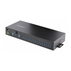 StarTech.com 16-Port Industrial USB 5Gbps Hub with Power Adapter, Metal Enclosure, Mountable, ESD Protection, Terminal Block Power, USB Charging, Dual-Host Switch - TAA - Rozbocovac - 16 x USB 3.2 Gen 1 - desktop, Lze montovat do rozvadece, pro pripevnení na zed, lze montovat na konzolu DIN - kompatibilní s TAA