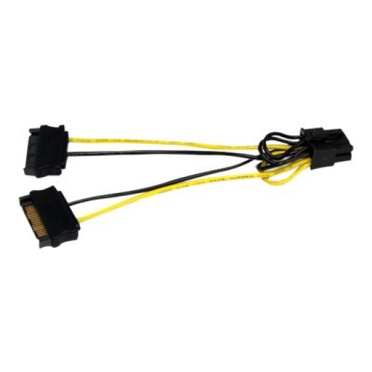 StarTech.com 6in SATA Power to 8 Pin PCI Express Video Card Power Cable Adapter - SATA to 8 pin PCIe power - Elektrický kabel - SATA napájení (M) do 8 pin PCIe power (M) - 15 cm