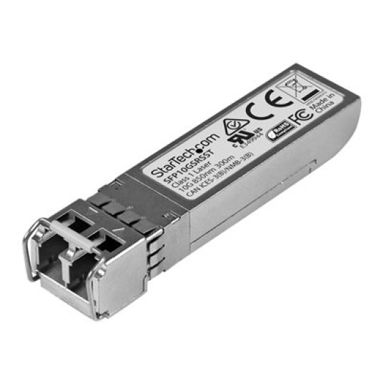 StarTech.com Cisco SFP-10G-SR-S Compatible SFP+ Module, 10GBASE-SR, 10GbE MMF Optic Transceiver, 10GE Gigabit Ethernet SFP+, LC Connector, 300m, 850nm, DDM, Cisco Firepower, ASR9000, C9300 - Lifetime Warranty (SFP10GSRSST) - Modul SFP+ vysílace (odpovídá: Cisco SFP-10G-SR-S) - 10GbE - 10GBase-SR - multirežim LC - až 300 m - 850 nm