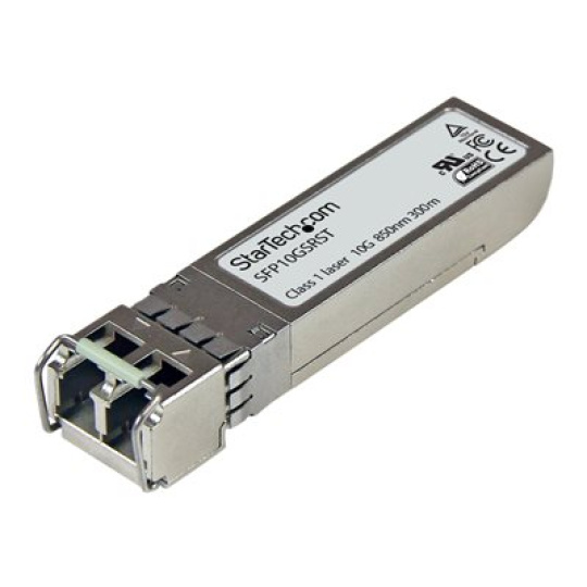 StarTech.com Cisco SFP-10G-SR Compatible SFP+ Module, 10GBASE-SR, 10GbE Multimode Fiber MMF Optic Transceiver, 10GE Gigabit Ethernet SFP+, LC 300m, 850nm, DDM, Cisco Firepower, ASR9000 - Lifetime Warranty (SFP10GSRST) - Modul SFP+ vysílace - 10GbE - 10GBase-SR - multirežim LC - až 300 m - 850 nm - pro P/N: ET10GSFP, PEX10000SFP, PEX10000SFPI, PEX10GSFP, PEX10GSFP4I, PEX20000SFPI