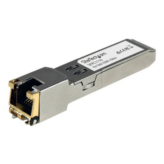 StarTech.com Cisco SFP-GE-T Compatible SFP Module, 1000BASE-T, SFP to RJ45 Cat6/Cat5e, 10/100/1000 Mbps, RJ-45 (Copper) 100m, Cisco IE3400, IE3300, IE3200, 1000MbE Mini GBIC Transceiver - Lifetime Warranty (SFPC1110) - Transceiver modul SFP (mini-GBIC) - 1GbE - 1000Base-TX - RJ-45 - až 100 m - pro P/N: MCM1110SFP