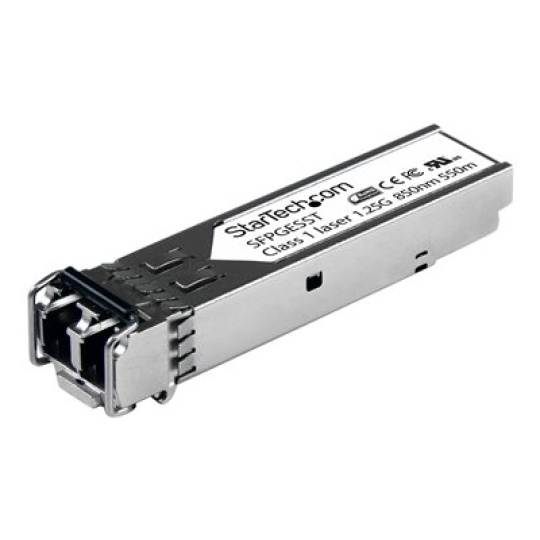 StarTech.com Cisco SFP-GE-S Compatible SFP Module, 1000BASE-SX, 1GbE Multimode Fiber MMF Optic Transceiver, 1GE Gigabit Ethernet SFP, LC 550m, 850nm, DDM, Cisco IE3400, IE3300, IE3200 - Lifetime Warranty (SFPGESST) - Transceiver modul SFP (mini-GBIC) - 1GbE - 1000Base-SX - multirežim LC - až 550 m - 850 nm - pro P/N: ET91000LCOAM, ET91000SFP2, ET91000SFP2C, IES101002SFP, MCM1110SFP, PEX1000SFP2
