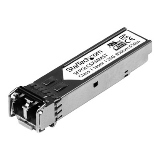 StarTech.com Cisco GLC-SX-MM Compatible SFP Module, 1000BASE-SX, 1GbE Multimode Fiber MMF Optic Transceiver, Gigabit Ethernet SFP, LC Connector, 550m, 850nm, Cisco IE3400, IE3300, IE3200 (SFPGLCSXMMST) - Transceiver modul SFP (mini-GBIC) - 1GbE - 1000Base-SX - multirežim LC - až 550 m - 850 nm - pro P/N: ET91000SFP2, ET91000SFP2C, IES101002SFP, MCM1110SFP, PEX1000SFP2