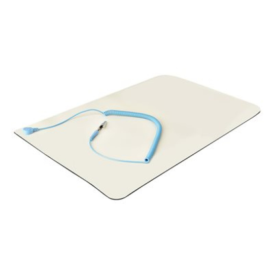 StarTech.com 11x18in Anti Static Mat, ESD Mat for Electronics Repair, Anti Static Desk Mat w/Detachable Grounding Wire, ANSI/ESD S 4.1 Compliant, Flexible Thermoplastic Work Mat/Pad - Suitable for Tables (SM-ANTI-STATIC-MAT) - Antistatická podložka - detachable grounding wire - béžová