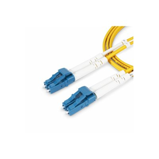 StarTech.com 2m (6.6ft) LC to LC (UPC) OS2 Single Mode Duplex Fiber Optic Cable, 9/125?m, Laser Optimized, 10G, Bend Insensitive, Low Insertion Loss - LSZH Fiber Patch Cord (SMDOS2LCLC2M) - Patch kabel - jednoduchý režim LC/UPC (M) do jednoduchý režim LC/UPC (M) - 2 m - 2 mm - optické vlákno - duplex - 9 / 125 mikron - OS1/OS2 - neobsahuje halogen, pasivní - žlutá