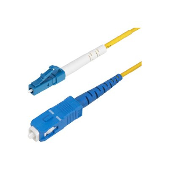 StarTech.com 5m (16.4ft) LC to SC (UPC) OS2 Single Mode Fiber Cable - Patch kabel - jednoduchý režim LC/UPC (M) do jednoduchý režim SC/UPC (M) - 5 m - 2 mm - optické vlákno - simplex - 9 / 125 mikron - OS1/OS2 - neobsahuje halogen, dvousmerný, pasivní - žlutá