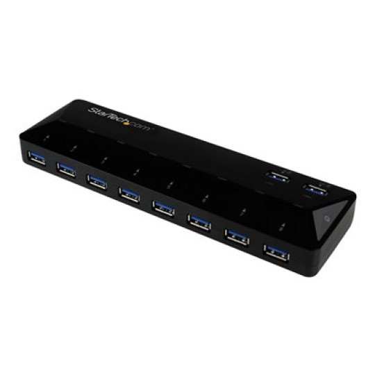 StarTech.com 10 Port USB 3.0 Hub with Charge & Sync Ports - 8 x USB-A, 2 x USB-A Fast Charge Ports - Multi Port Powered USB Hub (ST103008U2C) - USB periferní sharing switch - 10 x SuperSpeed USB 3.0 - desktop - pro P/N: DKWG30DPHPD, DKWG30DPHPDU, TB33A1C, USB312SAT3CB, USB315CB2M, USBLTM1MBK, USBLTM1MWH