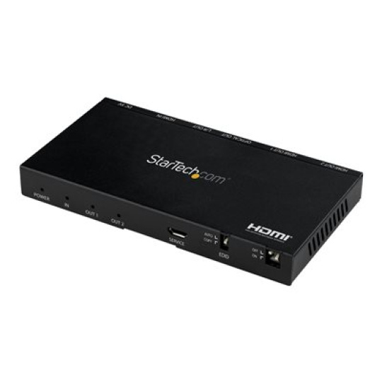 StarTech.com 2-Port HDMI Splitter (1x2), 4K 60Hz UHD HDMI 2.0 Audio Video Splitter w/ Scaler & Audio Extractor (3.5mm/SPDIF), Dual HDMI Splitter (1-In 2-Out), EDID Copy, TV/Projector - Supports HDCP 2.2 (ST122HD20S) - Rozdelovac video / audio - 2 x HDMI - desktop