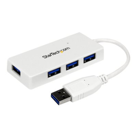 StarTech.com 4 Port USB 3.0 Hub - Multi Port USB Hub w/ Built-in Cable - Powered USB 3.0 Extender for Your Laptop - White (ST4300MINU3W) - Rozbocovac - 4 x SuperSpeed USB 3.0 - desktop - pro P/N: FCREADMICRO3, MSDREADU2OTG, MSDREADU3CA