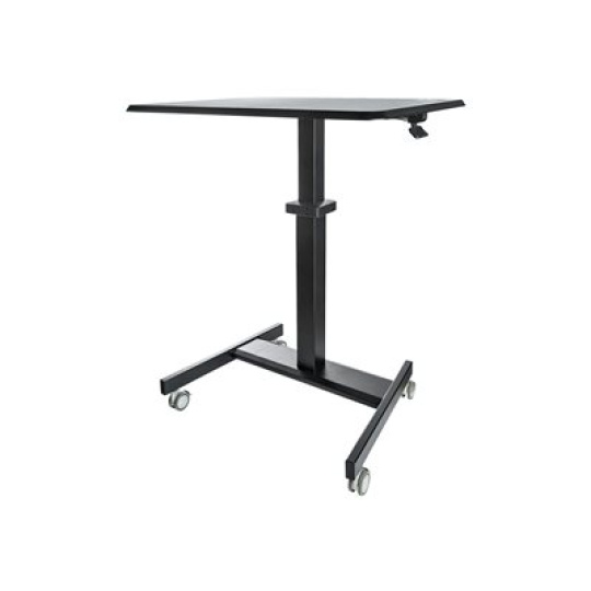 StarTech.com Mobile Standing Desk, Portable Sit Stand Ergonomic Height Adjustable Cart on Wheels, Rolling Computer/Laptop Workstation Table with Locking One-Touch Lift for Teacher/Student - Mobile Sit Stand Desk (STSCART2) - Stul k sezení/stání - mobilní - elektrické nastavení výšky - cerná - cerná základna