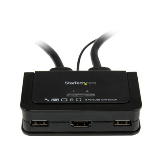 StarTech.com 2 Port USB HDMI Cable KVM Switch with Audio and Remote Switch - USB Powered KVM with HDMI - Dual Port HDMI KVM Switch (SV211HDUA) - Prepínac KVM / audio - 2 x KVM / zvuk - 1 místní uživatel - desktop