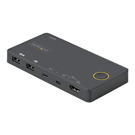 StarTech.com 2 Port Hybrid USB-A + HDMI & USB-C KVM Switch, Single 4K 60Hz HDMI 2.0 Monitor, Compact Desktop and/or Laptop HDMI KVM Switch, USB Bus Powered, Thunderbolt 3 Compatible - 2 Port HDMI KVM Switch (SV221HUC4K) - Prepínac KVM / audio - 2 x KVM / zvuk - desktop