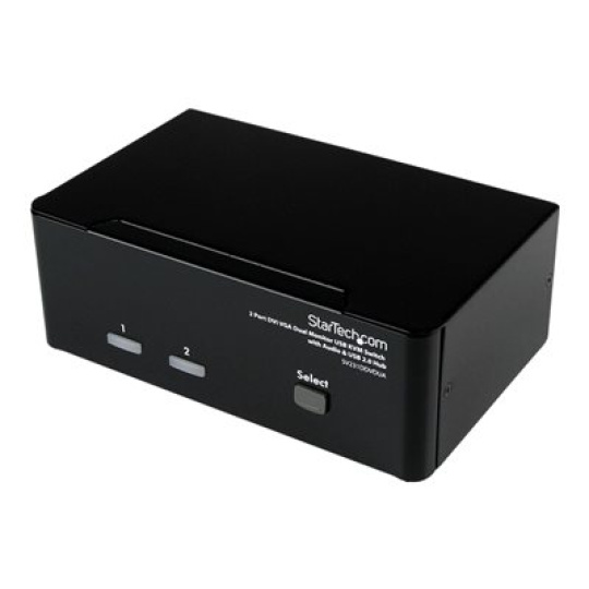 StarTech.com 2 Port KVM Switch - DVI and VGA w/ Audio and USB 2.0 Hub - Dual Monitor / Display / Screen KVM Switch - DVI VGA (SV231DDVDUA) - Prepínac KVM / audio / USB - 2 x KVM / zvuk / USB - 1 místní uživatel - desktop - pro P/N: IM12D1500P, SVA12M2NEUA, SVA12M5NA, USBDVI4N1A6, USBVGA4N1A10, USBVGA4N1A6