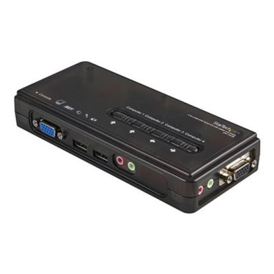 StarTech.com 4 Port Black USB KVM Switch Kit with Cables and Audio - desktop KVM Switch - VGA KVM Switch - USB KVM Switch 4 Port (SV411KUSB) - Prepínac KVM / audio - 4 x KVM / zvuk - 1 místní uživatel - desktop