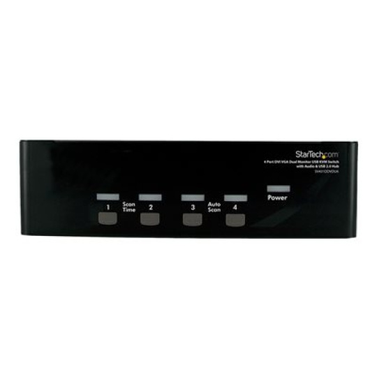 StarTech.com 4 Port DVI VGA Dual Monitor KVM Switch USB with Audio and USB 2.0 Hub (SV431DDVDUA) - Prepínac KVM / audio / USB - 4 x KVM / zvuk / USB - 1 místní uživatel - desktop - pro P/N: IM12D1500P, SVA12M2NEUA, SVA12M5NA, USBDVI4N1A6, USBVGA4N1A10, USBVGA4N1A6