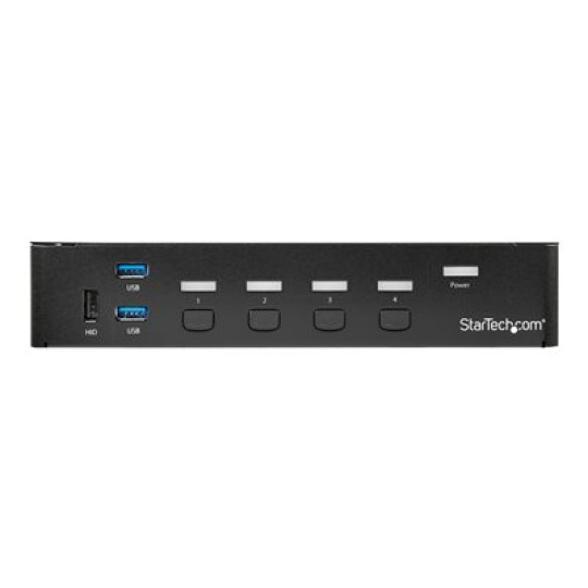 StarTech.com 4 Port DisplayPort KVM Switch - DP KVM Switch with Audio and Built-in USB 3.0 Hub for Peripherals - 4K 30Hz (SV431DPU3A2) - Prepínac KVM / USB - 4 x KVM / zvuk / USB + 3 x SuperSpeed USB - 1 místní uživatel - Lze montovat do rozvadece - AC 120/230 V / DC 9 - 12 V - pro P/N: SV431RACK
