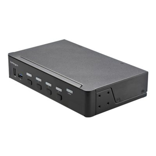 StarTech.com 4 Port HDMI KVM Switch, Single Monitor 4K 60Hz Ultra HD HDR, Desktop HDMI 2.0 KVM Switch with 2 Port USB 3.0 Hub (5Gbps) & 4x USB 2.0 HID Ports, Audio, Hotkey Switching, TAA - KVM with Fast Switching - Prepínac KVM / audio - 4 x KVM / zvuk - 1 místní uživatel - desktop, Lze montovat do rozvadece - kompatibilní s TAA