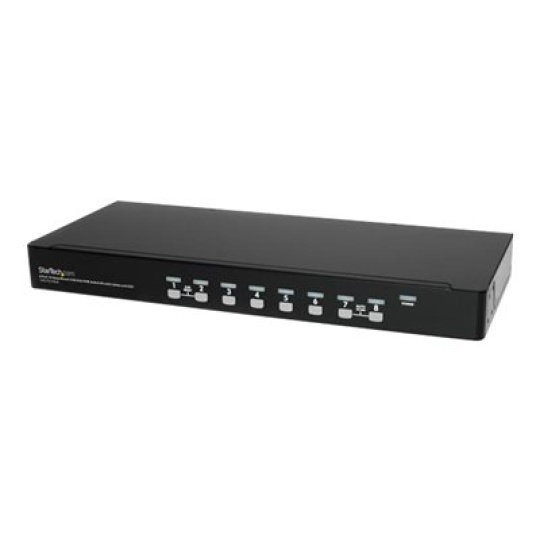 StarTech.com 8 Port 1U Rackmount USB KVM Switch Kit with OSD and Cables - Rack mount KVM - VGA KVM Switch - 8 Port KVM Switch (SV831DUSBUK) - Prepínac KVM - 8 x KVM port(s) - 1 místní uživatel - Lze montovat do rozvadece - pro P/N: RK12OD2, RK3236BKF, RK4236BKB, RK4242BK30, RKCONS1701, RKCONS17HD, RKQMCAB12V2