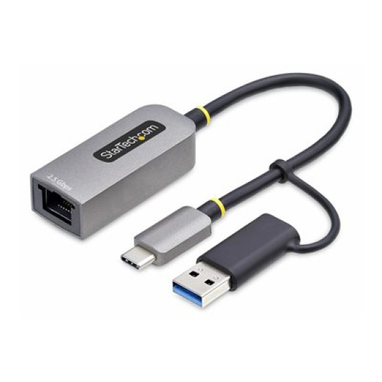 StarTech.com 2.5GbE USB-C to Ethernet Adapter with USB-A Converter - Sítový adaptér - USB-C 3.2 Gen 1 / Thunderbolt 3 - 10M/100M/1G/2.5 Gigabit Ethernet - šedá space gray