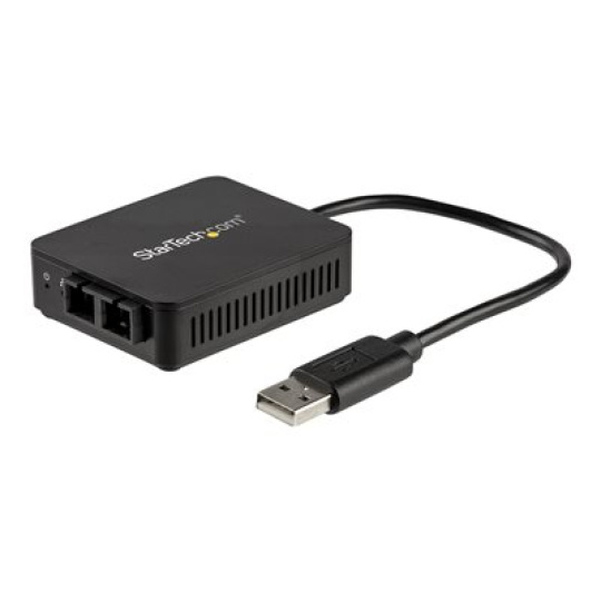 StarTech.com USB to Fiber Optic Converter, 100Mbps, USB 2.0 to Fiber Network Adapter, 100BASE-FX SC Female Duplex Multimode Fiber/MMF Compatible, 2Km, Compact USB to Fiber LAN Adapter - USB to LAN Adapter (US100A20FXSC) - Sítový adaptér - USB 2.0 - 100Base-FX/100Base-SC x 1 - 1310 nm - cerná