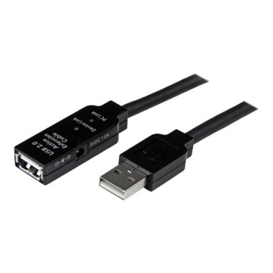 StarTech.com 10m USB 2.0 Active Extension Cable M/F - 10 meter USB 2.0 Repeater / Extender Cable USB A (M) to USB A (F) 10 m Black - 3 ft (USB2AAEXT10M) - Prodlužovací šnura USB - USB (F) do USB (M) - USB 2.0 - 10 m - aktivní - cerná - pro P/N: LTUB1MBK, SVA5H2NEUA, UUSBOTG