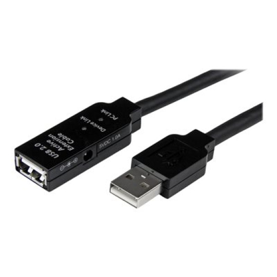 StarTech.com 15m USB 2.0 Active Extension Cable - M/F - 15 meter USB 2.0 Repeater Cable Cord - USB A Male to USB A Female - 15 m, Black (USB2AAEXT15M) - Prodlužovací šnura USB - USB (F) do USB (M) - USB 2.0 - 15 m - aktivní - cerná - pro P/N: SVA5H2NEUA, UUSBOTG