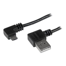StarTech.com 1m 3 ft Micro-USB Cable with Right-Angled Connectors - M/M - USB A to Micro B Cable - 3ft Right Angle Micro USB Cable (USB2AUB2RA1M) - Kabel USB - Micro USB typ B (M) do USB (M) - USB 2.0 - 1 m - pravoúhlý konektor - cerná - pro P/N: USB2PCARBK, USB2PCARBKS, USBEXTAA10BK, USBEXTAA6BK, USBLT2PCARW, USBUB2PCARB