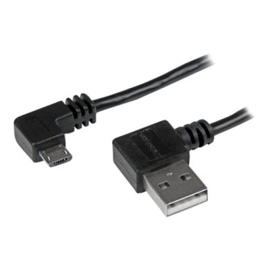 StarTech.com 1m 3 ft Micro-USB Cable with Right-Angled Connectors - M/M - USB A to Micro B Cable - 3ft Right Angle Micro USB Cable (USB2AUB2RA1M) - Kabel USB - Micro USB typ B (M) do USB (M) - USB 2.0 - 1 m - pravoúhlý konektor - cerná - pro P/N: USB2PCARBK, USB2PCARBKS, USBEXTAA10BK, USBEXTAA6BK, USBLT2PCARW, USBUB2PCARB